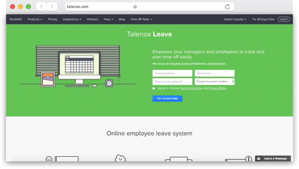 Talenox leave product page