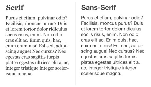 The differences between serif and san serif fonts