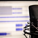 podcast recording with microphone