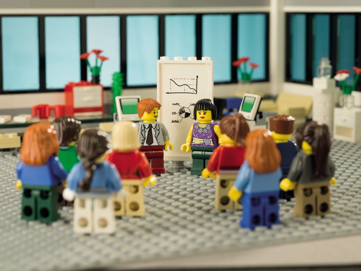 lego figurines in an office