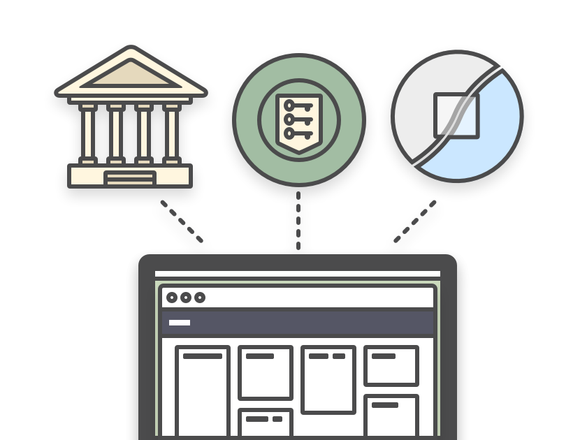 graphic showing integration to financial institutions