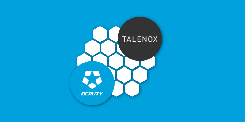 graphic banner with talenox and deputy logos