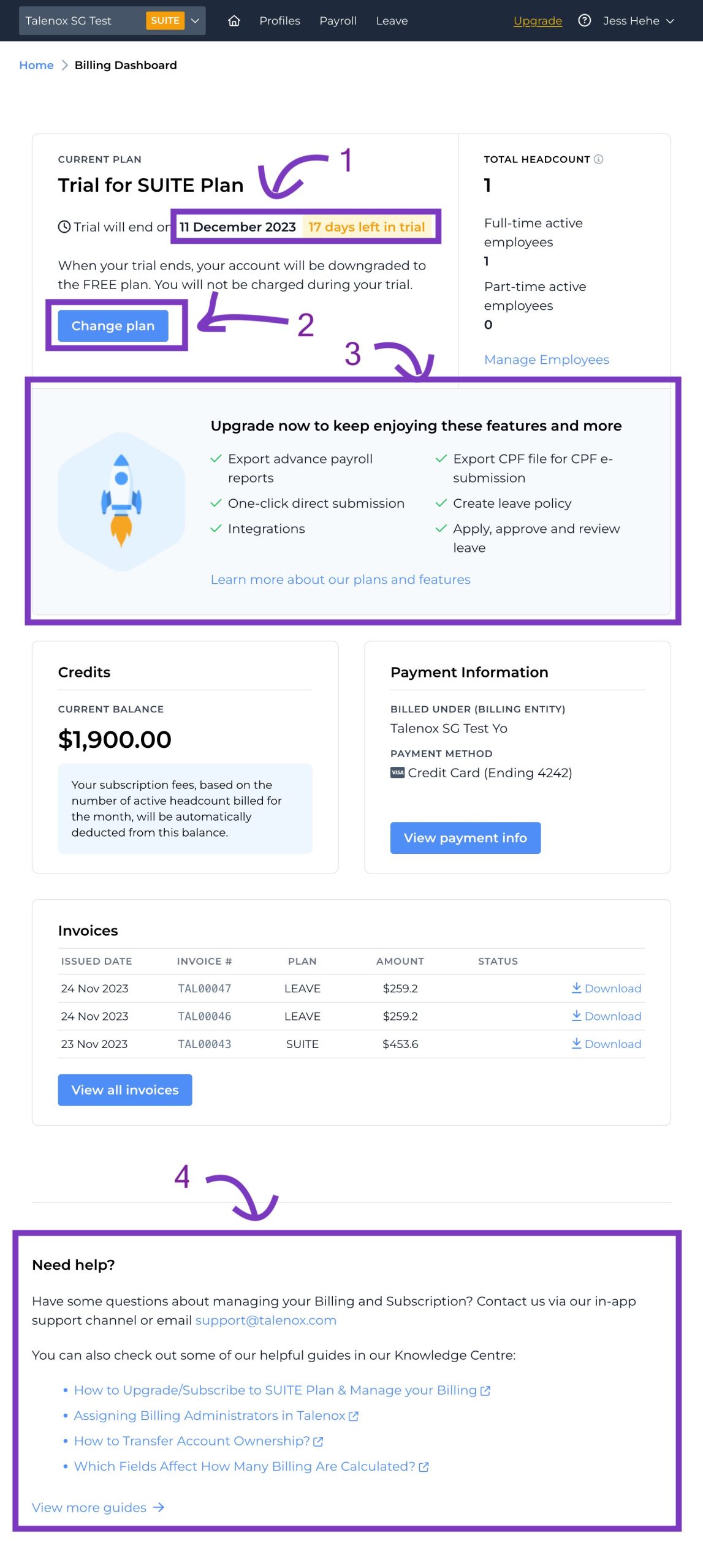 New: Talenox's Enhanced Billing Dashboard