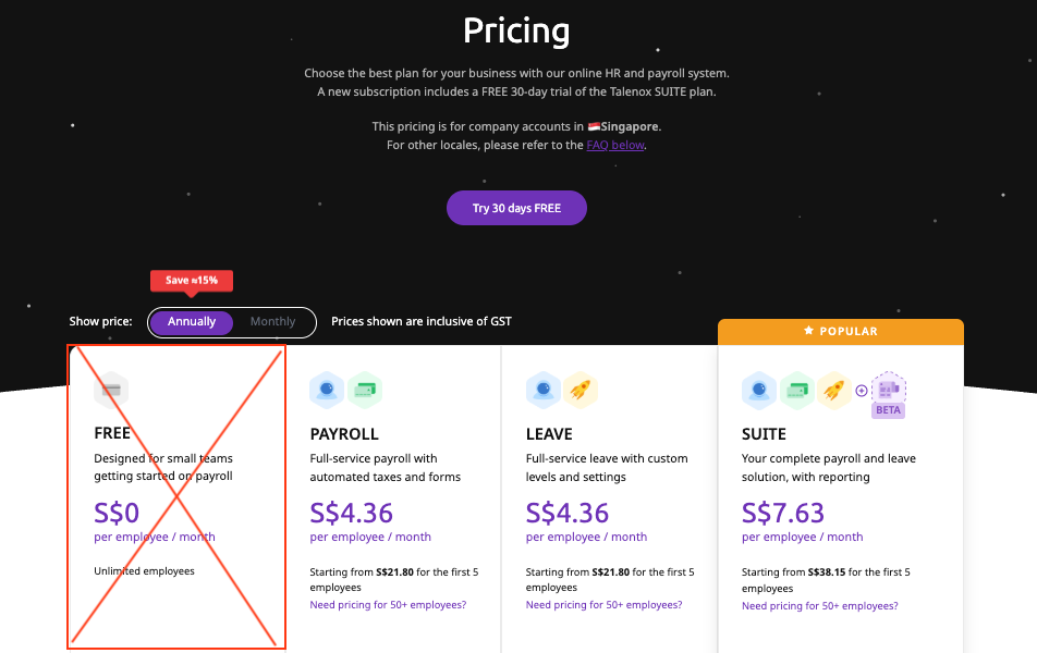 Removal of FREE Plan